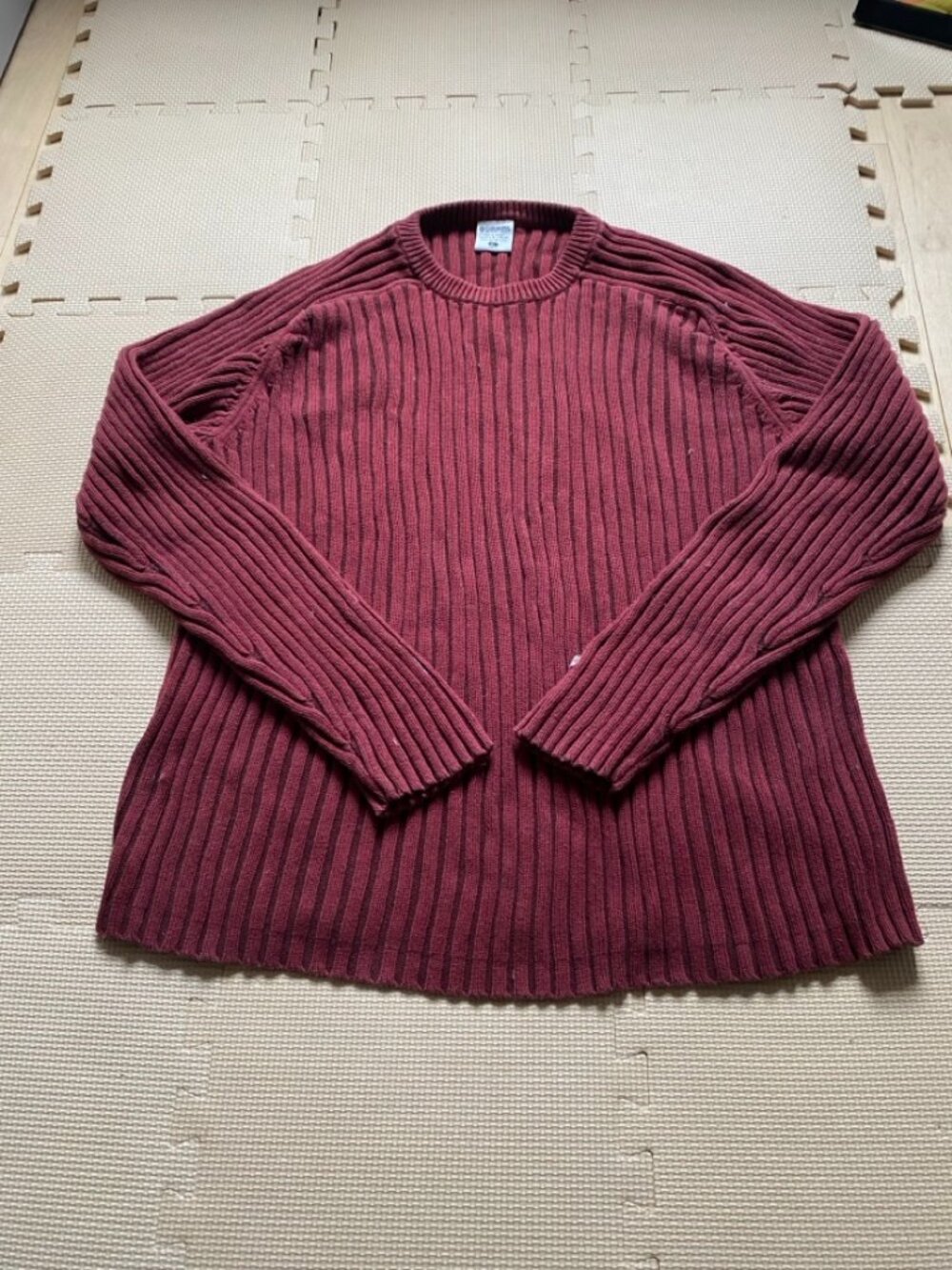 Columbia Mens Ribbed Knit Crewneck Sweater Burgundy XL